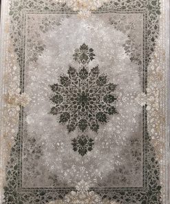 فرش ماشینی 700 شانه کاشان طرح سیما سبز ترمه ای تراکم 2550 اکریلیک
