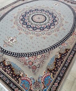 فرش ماشینی 700 شانه کاشان طرح شبستان زمینه فیلی تراکم 2550