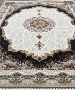 فرش ماشینی 700 شانه کاشان طرح شیدا زمینه کرم تراکم 2550