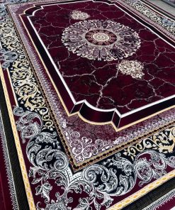 فرش ماشینی 700 شانه کاشان طرح صحرا زمینه روناسی 10 رنگ