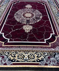 فرش ماشینی 700 شانه کاشان طرح صحرا زمینه روناسی 10 رنگ