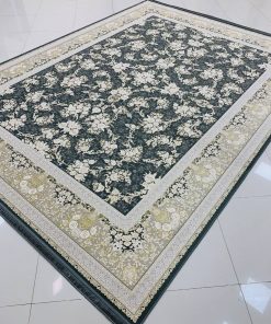 فرش ۱۲۰۰ شانه کاشان طرح طلا دودی گل برجسته تراکم ۳۶۰۰