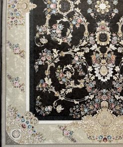فرش ماشینی 700 شانه کاشان طرح عروس دودی گل برجسته بدون ترنج