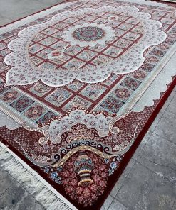 فرش ماشینی 700 شانه طرح مانلی لاکی کاشان تراکم 2550 اکریلیک