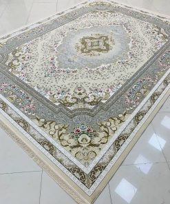 فرش 1200 شانه کاشان طرح مهتاب صدفی گل برجسته