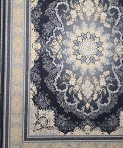 فرش ماشینی 700 شانه کاشان طرح هنگامه زمینه دودی 10 رنگ