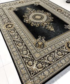 فرش ماشینی ۱۲۰۰ شانه کاشان طرح ورساچ دودی – فرش راحیل