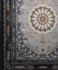 فرش ماشینی ۷۰۰ شانه کاشان طرح وینتیج سیما نقره ای پتینه تراکم ۲۲۵۰