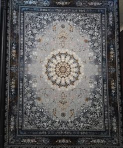 فرش ماشینی ۷۰۰ شانه کاشان طرح وینتیج سیما نقره ای پتینه تراکم ۲۲۵۰