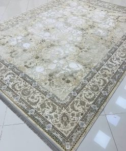 فرش ۱۲۰۰ شانه کاشان طرح پریناز صدفی گل برجسته تراکم ۳۶۰۰