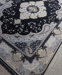 فرش ماشینی 700 شانه کاشان طرح چشمه سرمه ای تراکم 2250 ده رنگ
