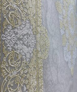 فرش ماشینی 1200 شانه کاشان طرح کریستال ترمه‌ای گل برجسته کلاسیک