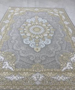 فرش ماشینی 1200 شانه کاشان طرح کریستال ترمه‌ای گل برجسته کلاسیک