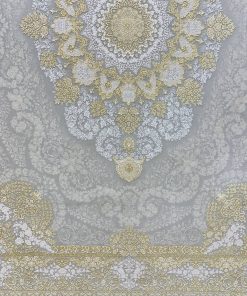 فرش ماشینی 1200 شانه کاشان طرح کریستال ترمه‌ای گل برجسته کلاسیک