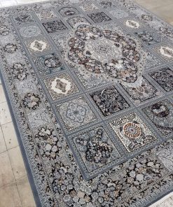 فرش ۷۰۰ شانه کاشان طرح کژال دودی خشتی تراکم ۲۵۵۰