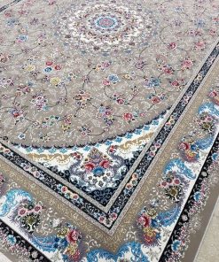 فرش ماشینی 700 شانه کاشان طرح گلستان زمینه فیلی تراکم 2550