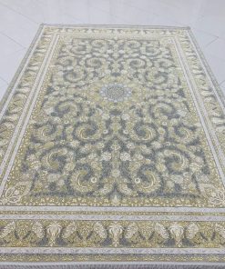 فرش ۱۲۰۰ شانه کاشان طرح گلوریا ترمه‌ای افشان گل برجسته