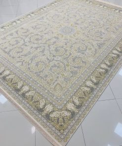 فرش ماشینی ۱۲۰۰ شانه کاشان طرح گلوریا صدفی گل برجسته
