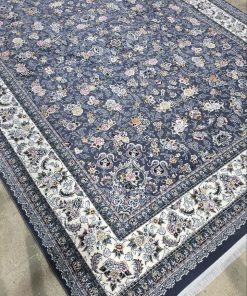 فرش ماشینی 700 شانه کاشان طرح گیلدا رنگ دودی افشان بدون ترنج