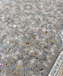 فرش ماشینی 700 شانه کاشان طرح درسا موکایی تلفیقی افشان ترنج دار