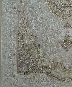 فرش ماشینی ۱۲۰۰ شانه کاشان طرح ازمیر کرم صدفی گل برجسته تراکم ۳۶۰۰