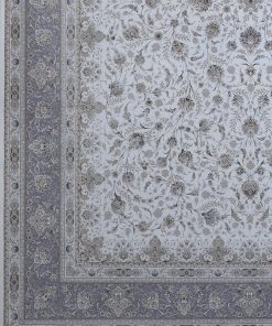 فرش ماشینی 1200 شانه کاشان طرح افشاری کرم گل برجسته تراکم 3600