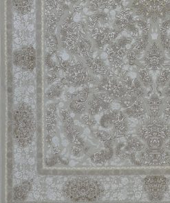 فرش ماشینی ۱۲۰۰ شانه کاشان طرح تهمینه کرم گل برجسته تراکم ۳۶۰۰