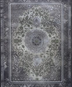 فرش ماشینی ۷۰۰ شانه کاشان طرح دریا سبز گل برجسته وینتیج