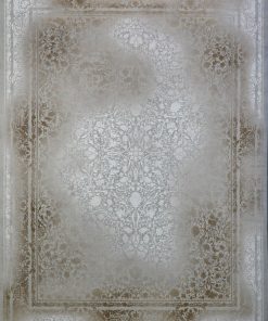 فرش ماشینی 1200 شانه کاشان طرح رونیکا طلایی گل برجسته تراکم 3600