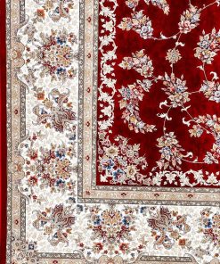 فرش ماشینی 1200 شانه کاشان طرح روژان لاکی زمینه ساده تراکم 3600