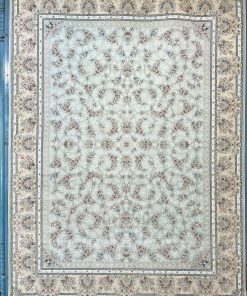 فرش ماشینی 1200 شانه کاشان طرح روژان نقره ایی تراکم 3600