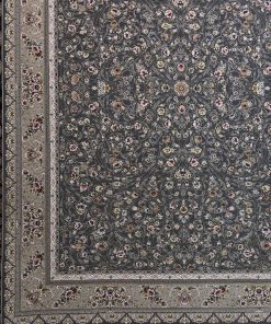 فرش ماشینی ۱۲۰۰ شانه کاشان طرح سروناز دودی گل برجسته