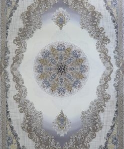 فرش ماشینی 1200 شانه کاشان طرح سیتا کرم صدفی گل برجسته تراکم 3600