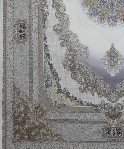 فرش ماشینی 1200 شانه کاشان طرح سیتا کرم صدفی گل برجسته تراکم 3600