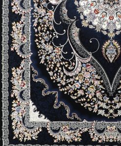 فرش ماشینی 700 شانه کاشان طرح شیدا زمینه مشکی