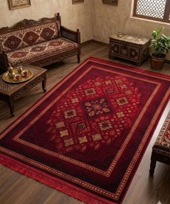 فرش ماشینی 700 شانه کاشان طرح عقیق لاکی تراکم 2550 اکرلیک