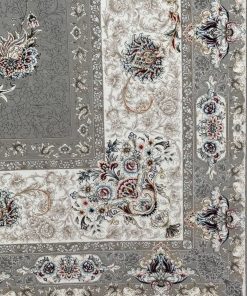 فرش ماشینی 1200 شانه کاشان طرح قاجار سیلور ساده تراکم 3600