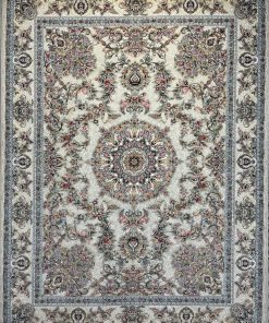 فرش ماشینی 1200 شانه کاشان طرح ماه نشان نقره ایی گل برجسته تراکم 3600