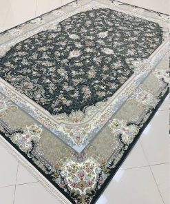 فرش ماشینی ۱۵۰۰ شانه کاشان طرح مهراسا دودی – فرش راحیل