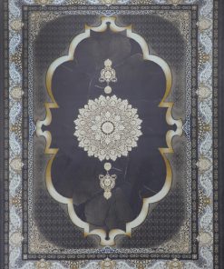 فرش ماشینی 700 شانه کاشان طرح مینا زمینه دودی گل برجسته