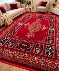 فرش ماشینی 700 شانه کاشان طرح نیروان لاکی روناسی تراکم 2550