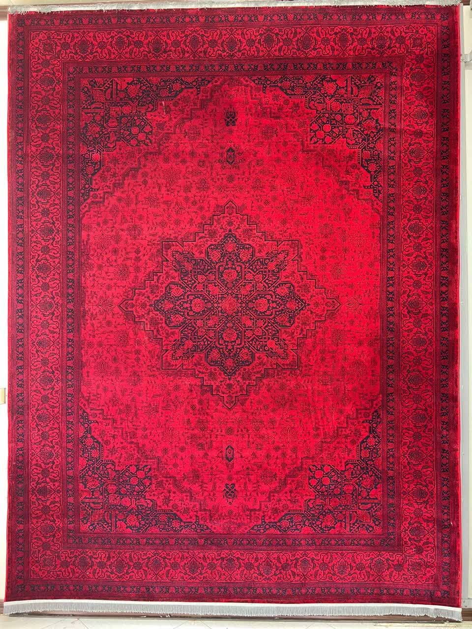فرش ماشینی 1200 شانه کاشان طرح هریص لاکی تراکم 3600