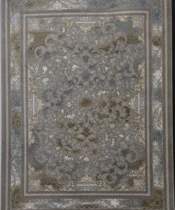 فرش ماشینی 700 شانه کاشان طرح مهرگان نقره ایی گل برجسته تراکم 3000
