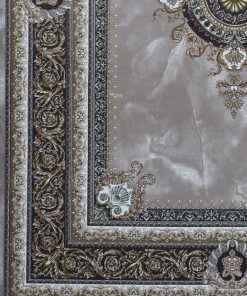 فرش ماشینی 700 شانه کاشان طرح ژیوا نسکافه‌ای ماربل گل برجسته تراکم 3000